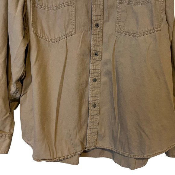 Arizona Button Up Shirt Mens XL Tan Safari Work Button Pockets Relaxed VINTAGE - Picture 3 of 9
